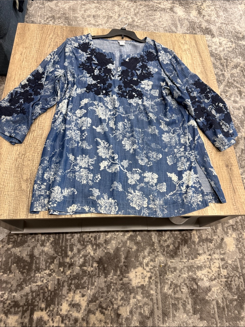 Chico's Blue and White Floral Tunic
